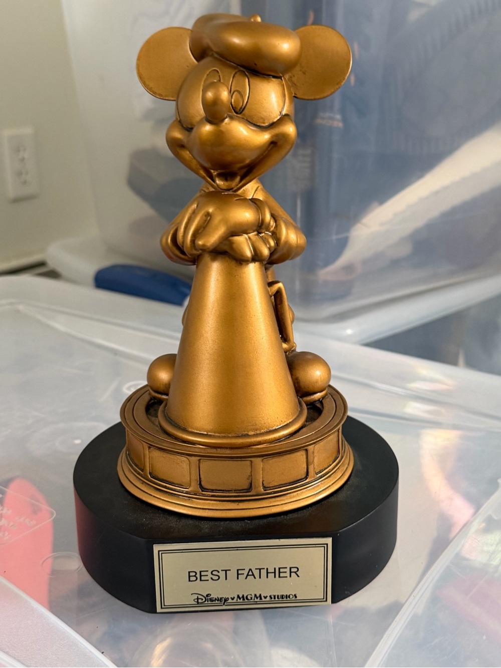 Mickey Mouse "Best Dad" Award Golden Trophy/Statue from Disney MGM Studios